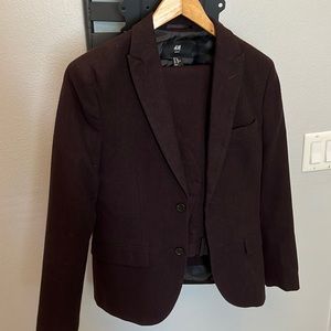 H&M Wine colored slim fit wool blend suit